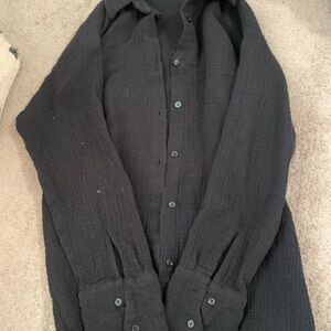 Black Button-Up linen Shirt